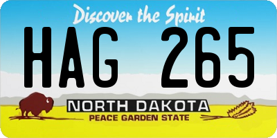 ND license plate HAG265