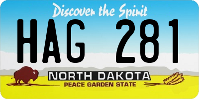 ND license plate HAG281