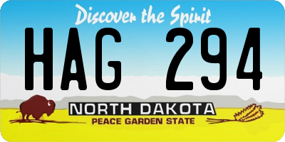 ND license plate HAG294