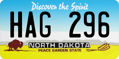 ND license plate HAG296