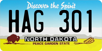 ND license plate HAG301