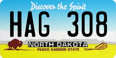 ND license plate HAG308