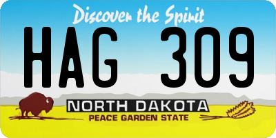 ND license plate HAG309