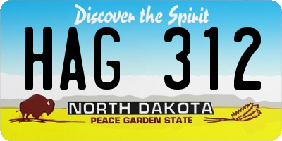 ND license plate HAG312