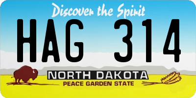 ND license plate HAG314