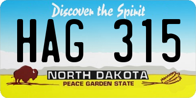 ND license plate HAG315