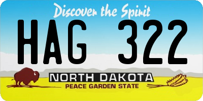 ND license plate HAG322