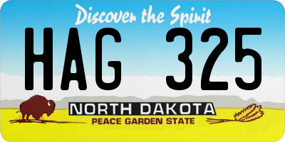 ND license plate HAG325