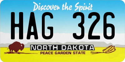 ND license plate HAG326