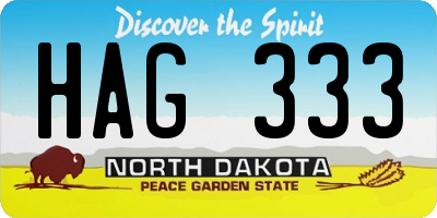 ND license plate HAG333