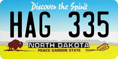 ND license plate HAG335