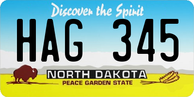 ND license plate HAG345