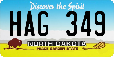 ND license plate HAG349