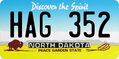 ND license plate HAG352