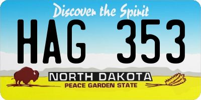 ND license plate HAG353