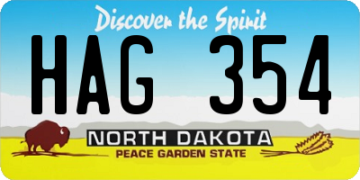 ND license plate HAG354