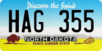 ND license plate HAG355