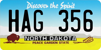 ND license plate HAG356