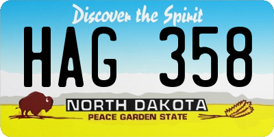 ND license plate HAG358