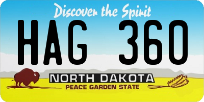 ND license plate HAG360