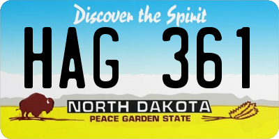 ND license plate HAG361