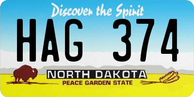 ND license plate HAG374