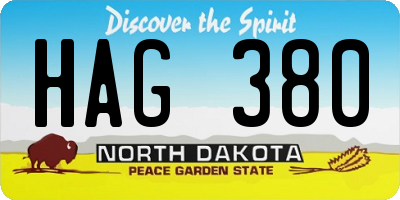 ND license plate HAG380