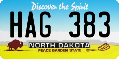 ND license plate HAG383