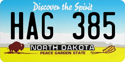 ND license plate HAG385