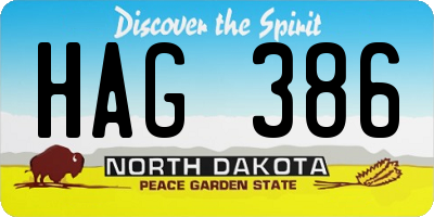 ND license plate HAG386