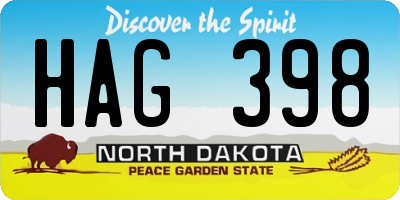 ND license plate HAG398