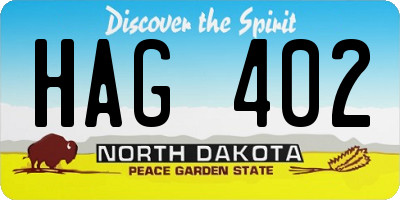 ND license plate HAG402