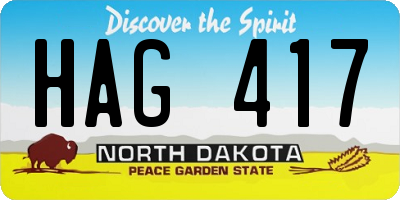 ND license plate HAG417