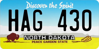 ND license plate HAG430