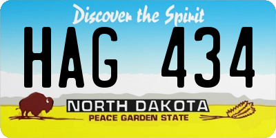 ND license plate HAG434