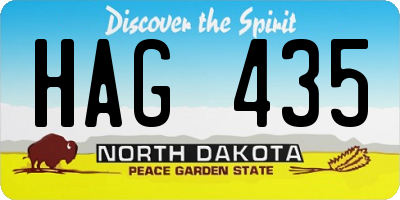 ND license plate HAG435