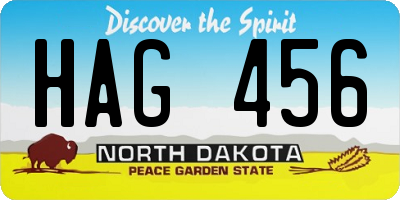 ND license plate HAG456