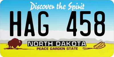 ND license plate HAG458