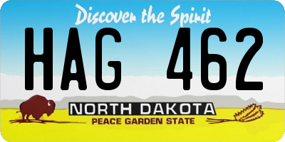 ND license plate HAG462