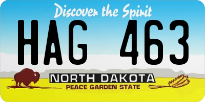 ND license plate HAG463