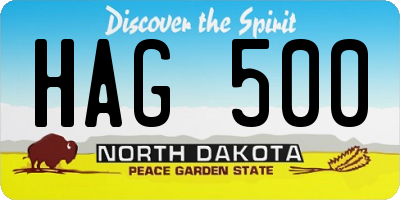 ND license plate HAG500