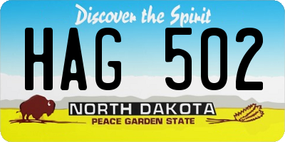 ND license plate HAG502