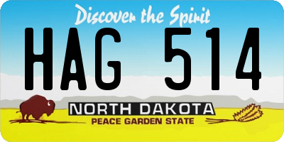 ND license plate HAG514