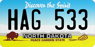 ND license plate HAG533