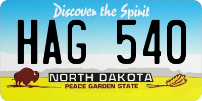 ND license plate HAG540