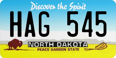 ND license plate HAG545