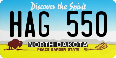 ND license plate HAG550