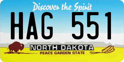 ND license plate HAG551