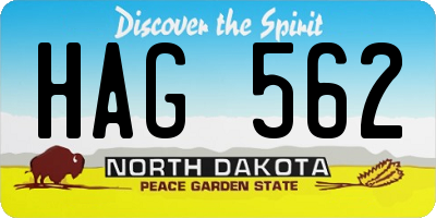 ND license plate HAG562