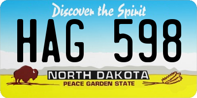 ND license plate HAG598